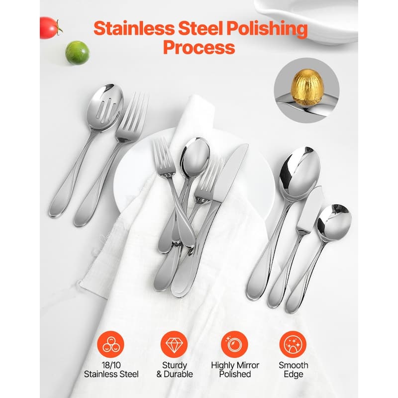 Stainless Steel Dishwasher Safe Silverware Flatware Utensil Set for Home Kitchen and Events