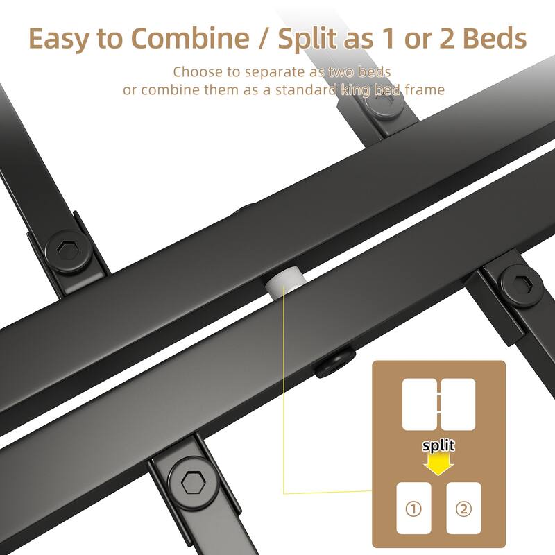 Metal Platform Bed Frame with Storage No Box Spring Steel Slat Support