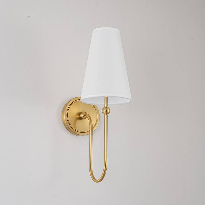 1-Light Gold/Black Finish Fabric Wall Sconce for Bedroom