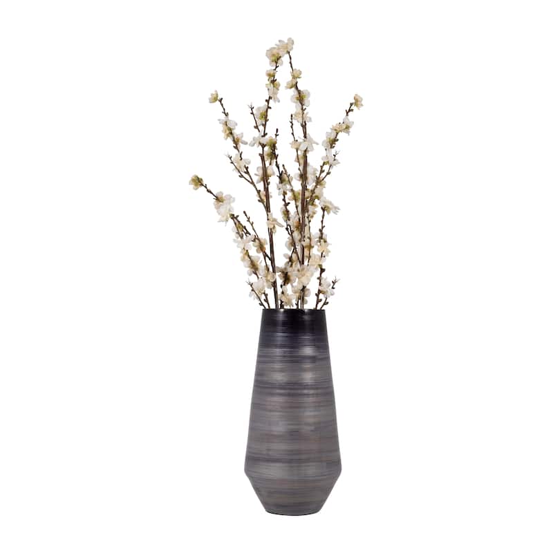 Sagebrook Home Modern Neutral Gray/Black Glass, 15" Enameled Vase