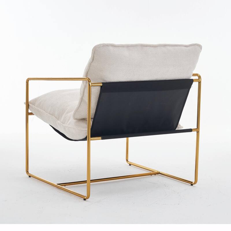 Upholstered Hanging Armchairs with Arm Pockets, Metal Frame,Set of 2