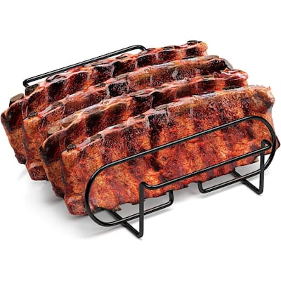 Sorbus 4-in-1 BBQ Grilling Basket - 11.25" x 9.75" Basket, Rib Rack - Holds 4 Racks of Ribs