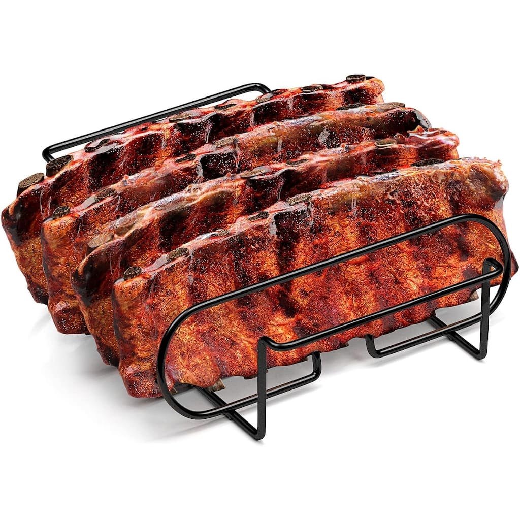 Sorbus 4-in-1 BBQ Grilling Basket - 11.25" x 9.75" Basket, Rib Rack - Holds 4 Racks of Ribs