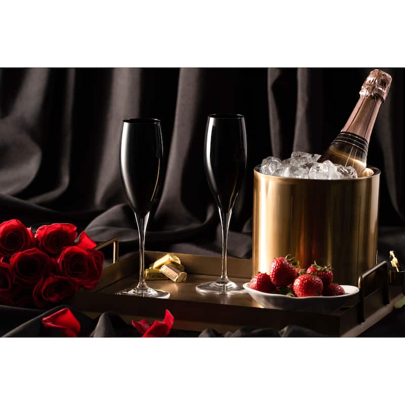 Majestic Gifts Inc. Glass Toasting Champagne Flutes-11 Oz.-Set/6-Black