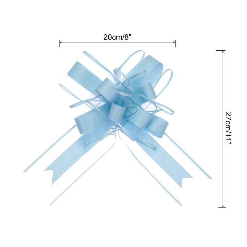 10pcs 9" Large Pull Bow Gift Wrapping Big Organza Bows Ribbon - Blue - 11 Inch