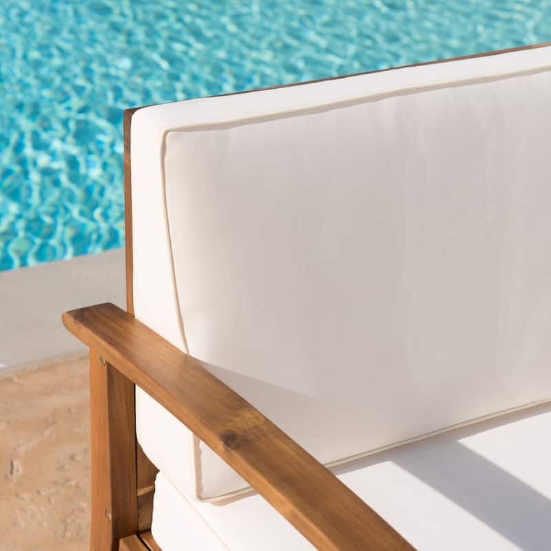 Havana Outdoor 4-seater Wood Chat Set with Fire Table by Christopher Knight Home