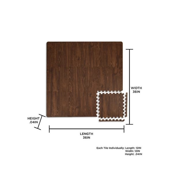FloorPops Craftsman Interlocking Floor Foam Tiles - 36in x 36in x 0.4in