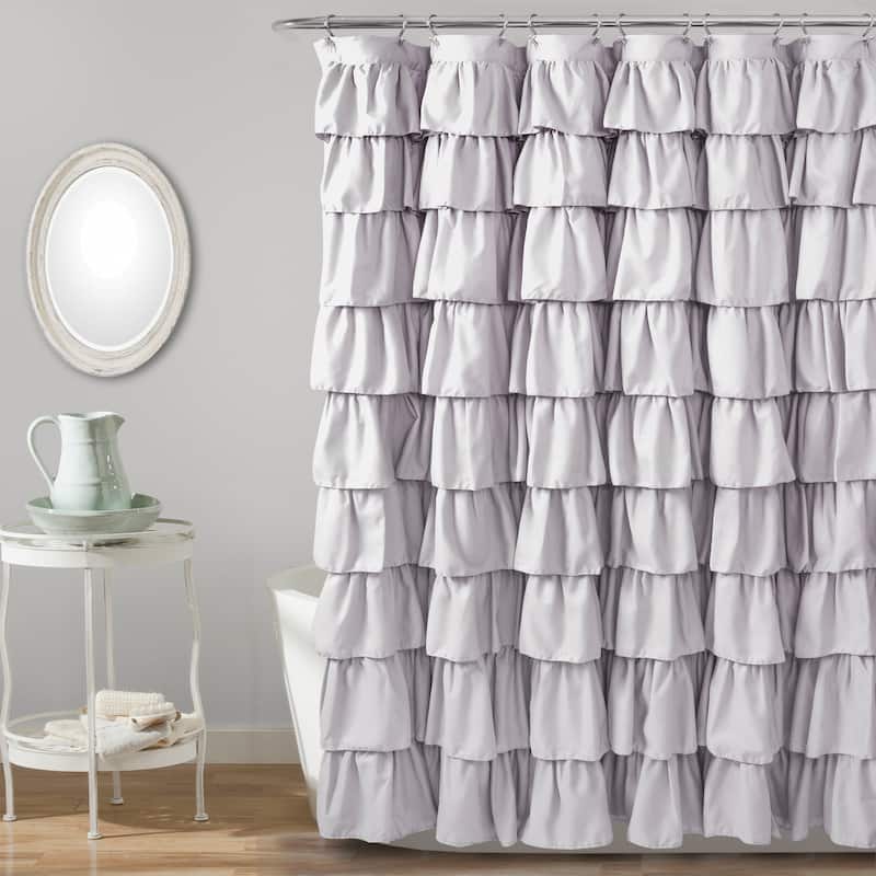 Lush Decor Ruffled Solid Color Shower Curtain - Lilac