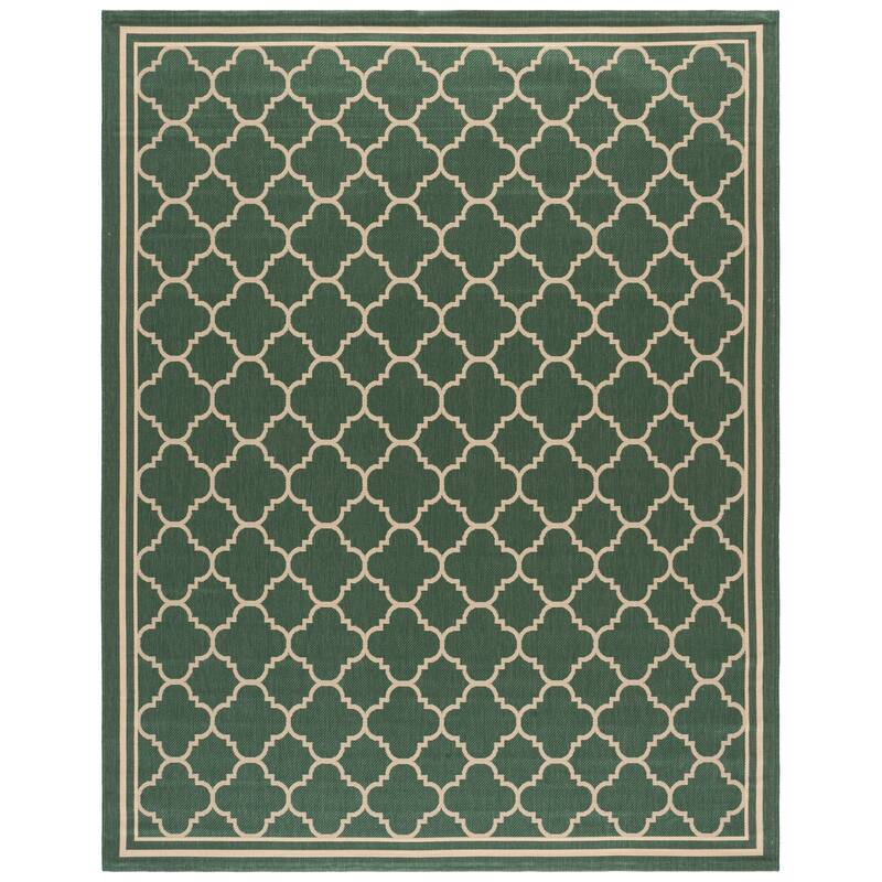 SAFAVIEH Courtyard Kristelle Indoor/ Outdoor Waterproof Patio Backyard Rug - 8' x 10' - Dark Green/Beige