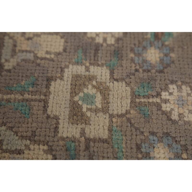 Gray Distressed Tabriz Persian Vintage Area Rug Handmade Wool Carpet - 9'7"x 13'0"