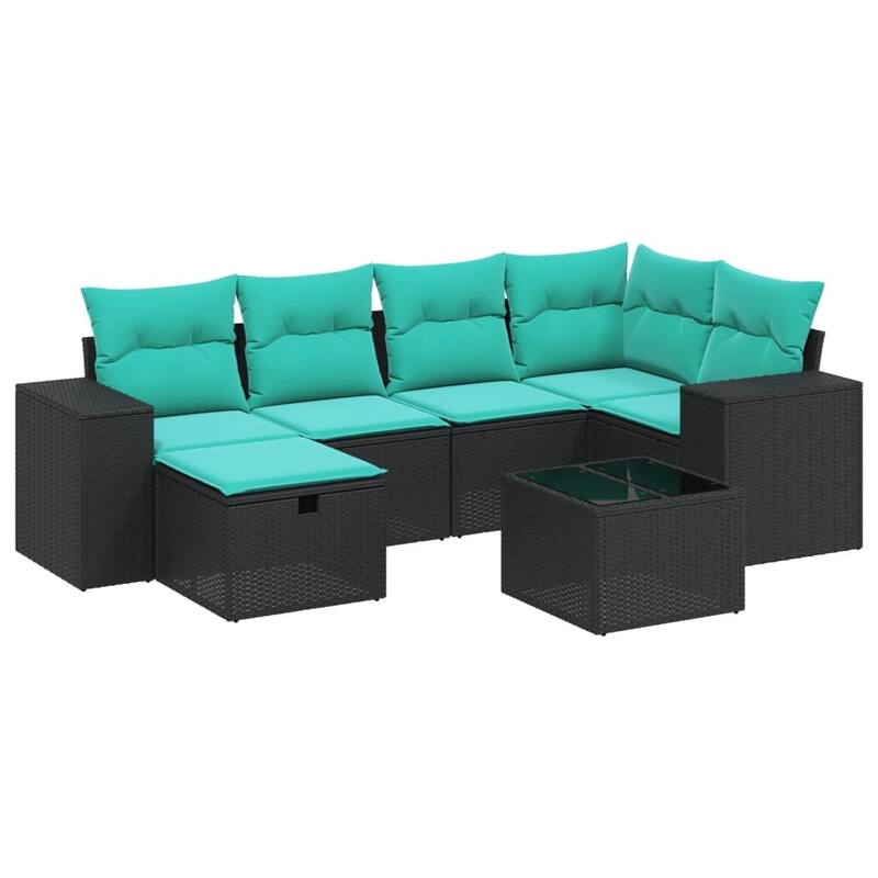 vidaXL Patio Sofa Set with Cushions Outdoor Conversation Furniture Poly Rattan