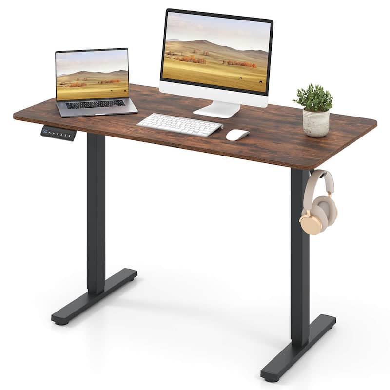 Costway 48" x 24" Sit to Stand Desk with 3 Memory Settings & - See Details - Brown