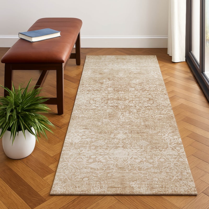 Premium Washable Super Soft Vintage Traditional Mayfield Rug - Coral - 2'3" x 7'6"