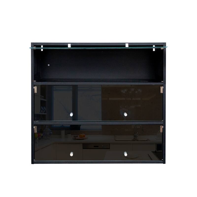 Wood Shoe Storage Cabinet with Glass Door and Led Light