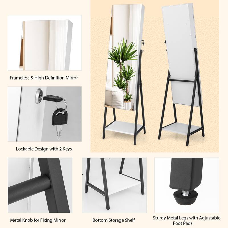 Costway Jewelry Cabinet Armoire 3 Color LED Modes Full-Length - See Details