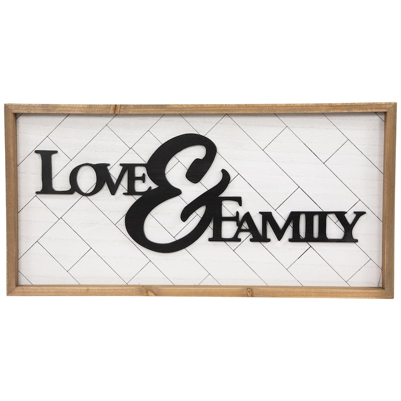 Love and Family Wooden Framed Wall Art - 19.5"