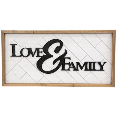 Love and Family Wooden Framed Wall Art - 19.5"