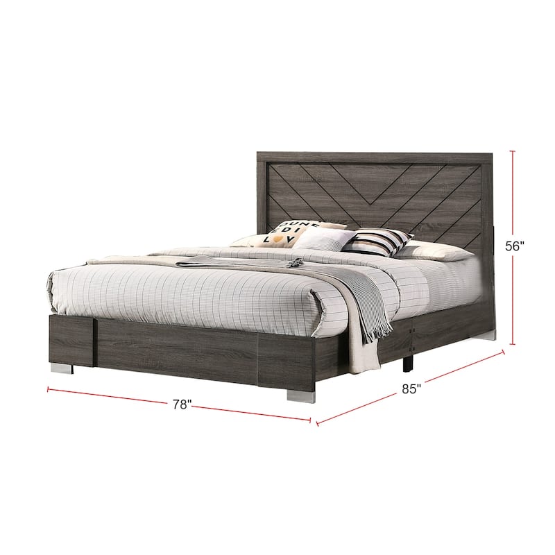 Wooden Bed In Grey Finish