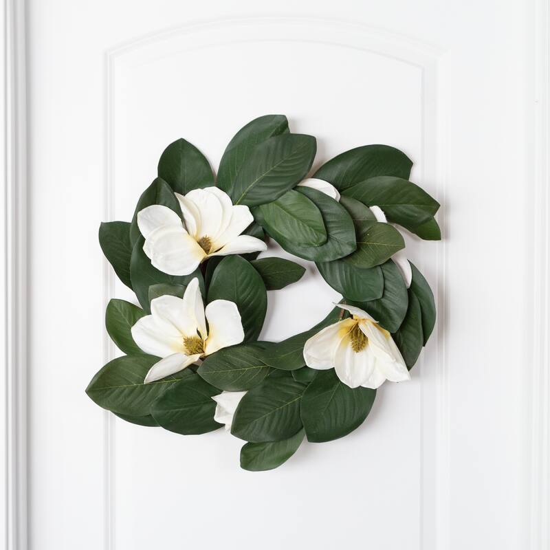 Pure Garden 24-Inch Artificial Magnolia Wreath