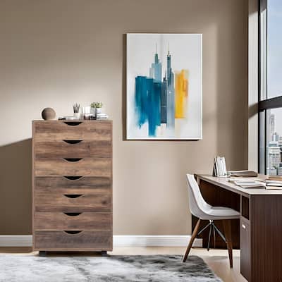 7-Drawer Office Storage Rolling File Cabinet , Mobile Desk Filing Drawer Unit with Swivel Casters, Craft Storage for Home,Office