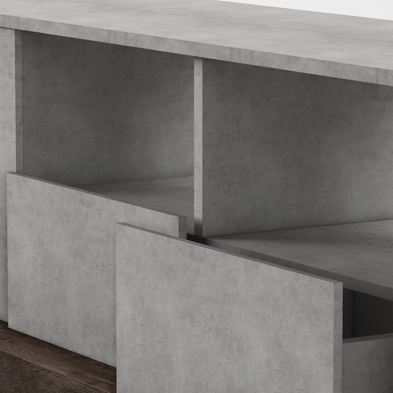 DH BASIC Urban Cement and Reclaimed Oak 71" Wide TV Stand by Denhour