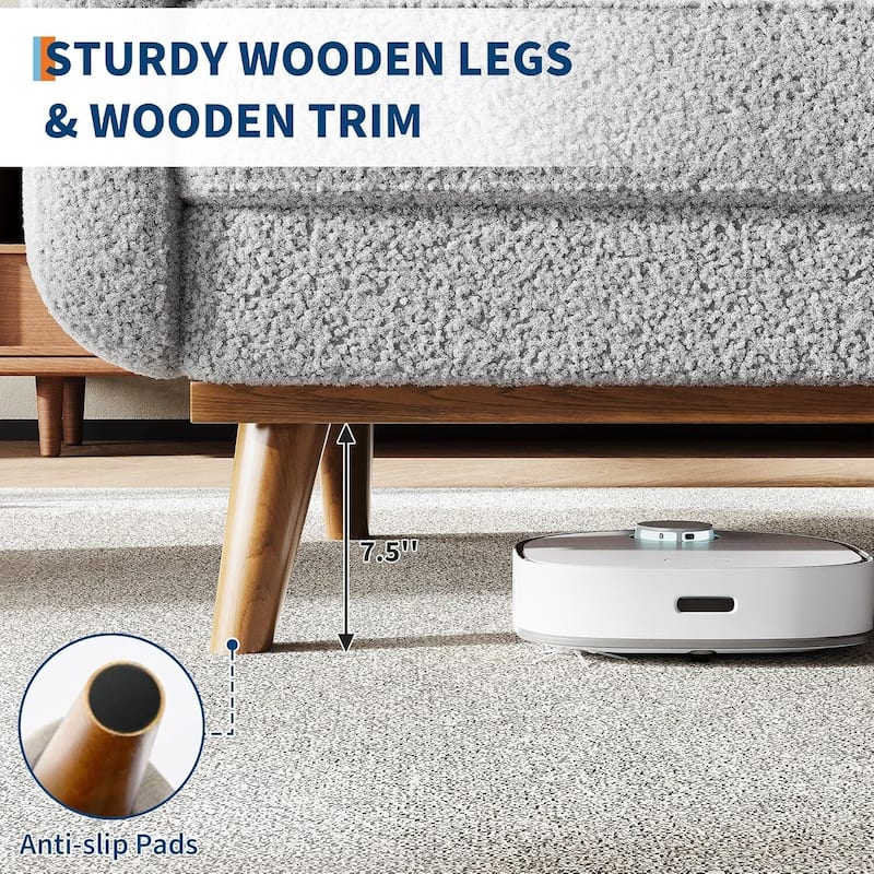 2 Seater Teddy Fleece Boucle Upholstered Sofa Loveseat Couch for Home