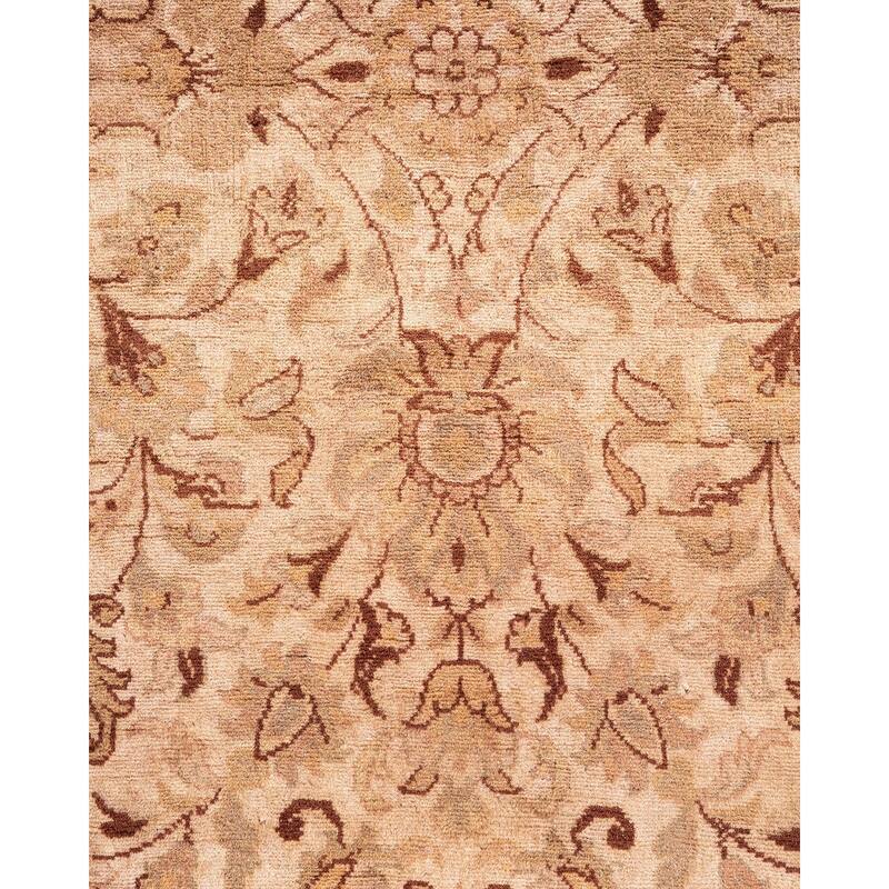 Overton Hand Knotted Wool Vintage Inspired Modern Contemporary Overdyed Beige Area Rug - 4' 2" x 6' 3"