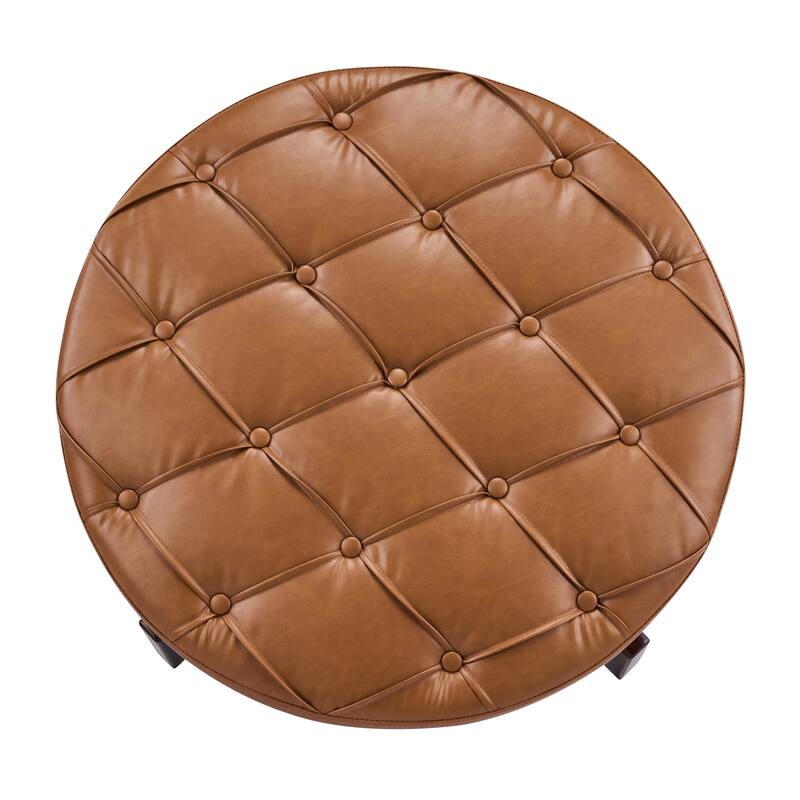 Christopher Knight Home - Mollet Mid-Century 32.28" Upholstered Tufted Round Hidden Storage Ottoman with Reversible Wood Lid