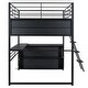 preview thumbnail 26 of 24, Modern Loft Bed with LED Design, Desk and 4 Storage Shelves, Space-Saving Metal Loft Bed Frame with Full-Length Guardrails