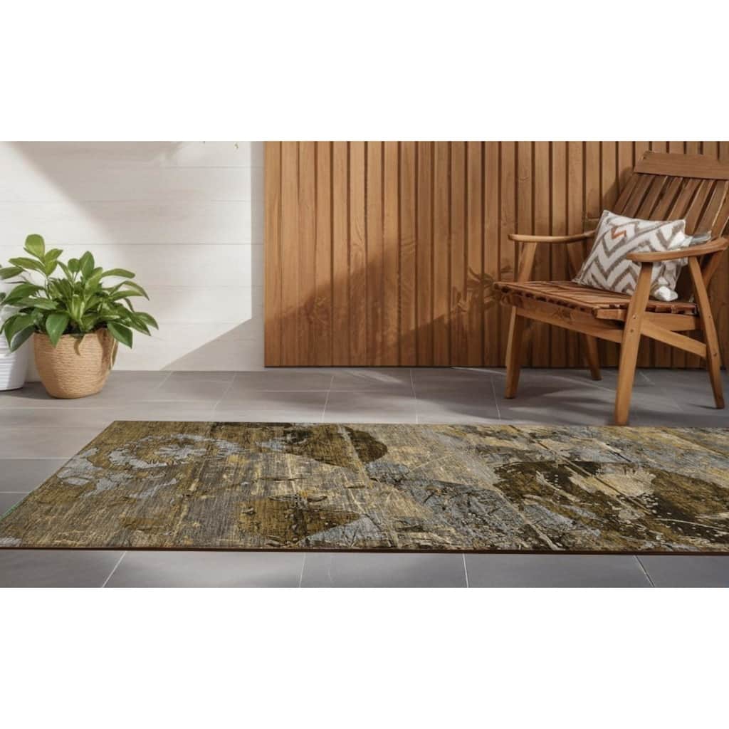 Rane Modern Art-Inspired Weather Resistant Timeless Fusion Runner Outdoor Rug
