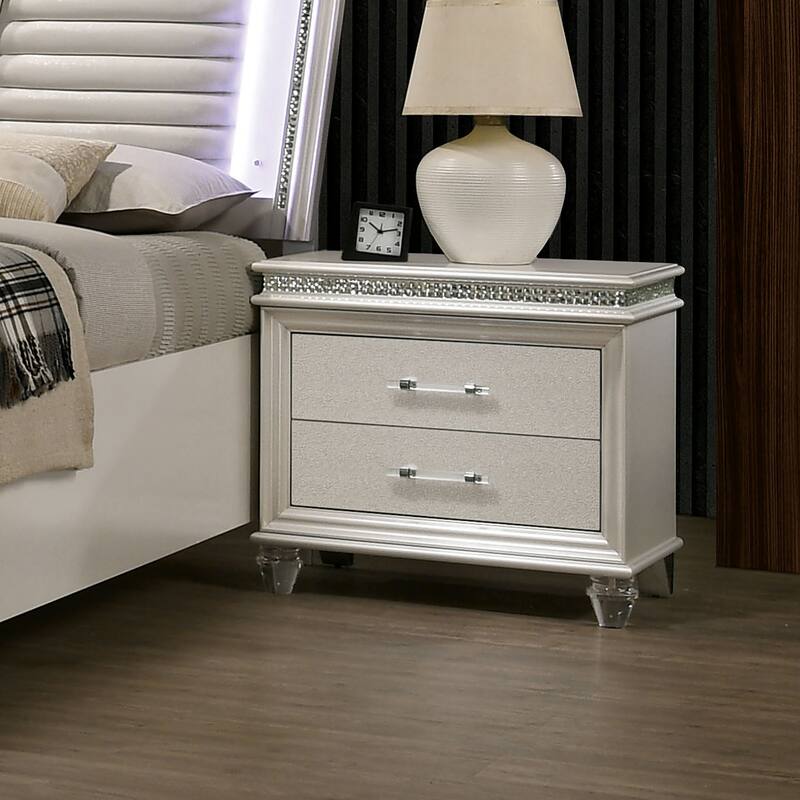 Xian Transitional White 2-piece Nightstand and Chest Set by Furniture of America