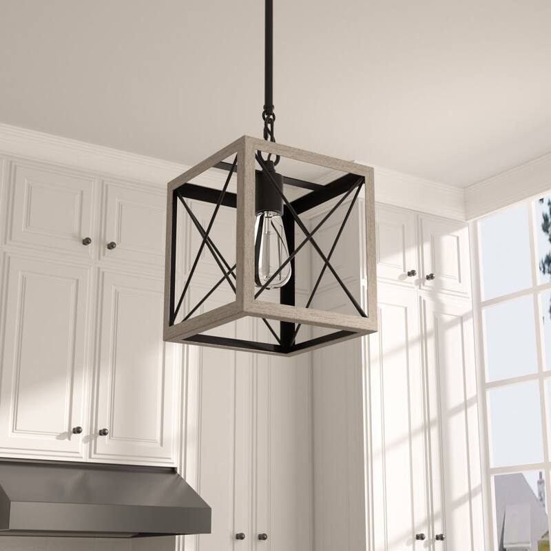 Acroma 1-light Farmhouse Rustic Rectangle Kitchen Island Pendant Light - 8 inches