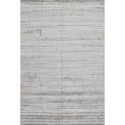 Hand Knotted Oriental Viscose Silk Carpet Tribal Animal Pictorial Greys & Charcoal Gabbeh Area Rug - 11' 8'' X 9' 1''