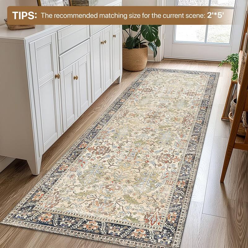 Mcow Modern Machine Washable Low Pile Lightweight Soft Print Area Rugs