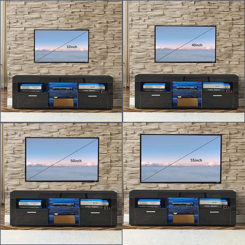 51" Classic Style Modern TV Stand with LED Lights
