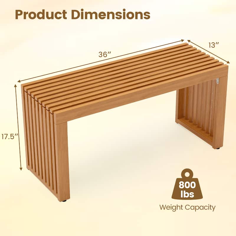 Gymax 36 Inch Patio Bench All-Slat Acacia Wood Loveseat for 2 People