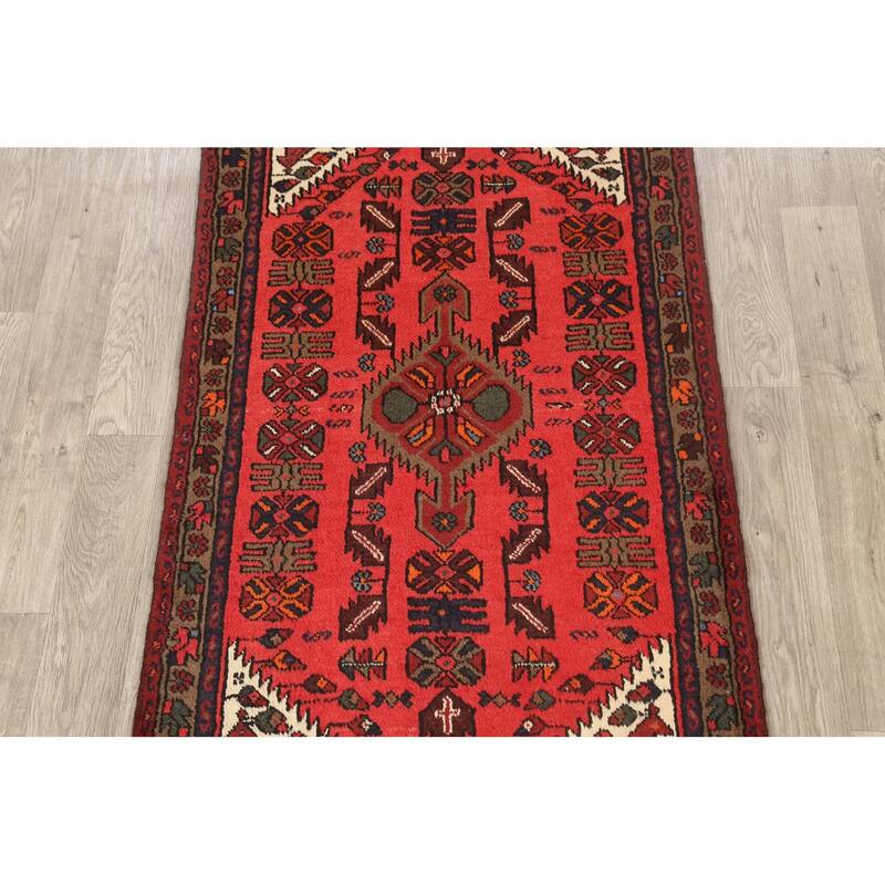 Tribal Geometric Hamedan Persian Area Rug Hand-knotted Wool Carpet - 3'3" x 4'10"