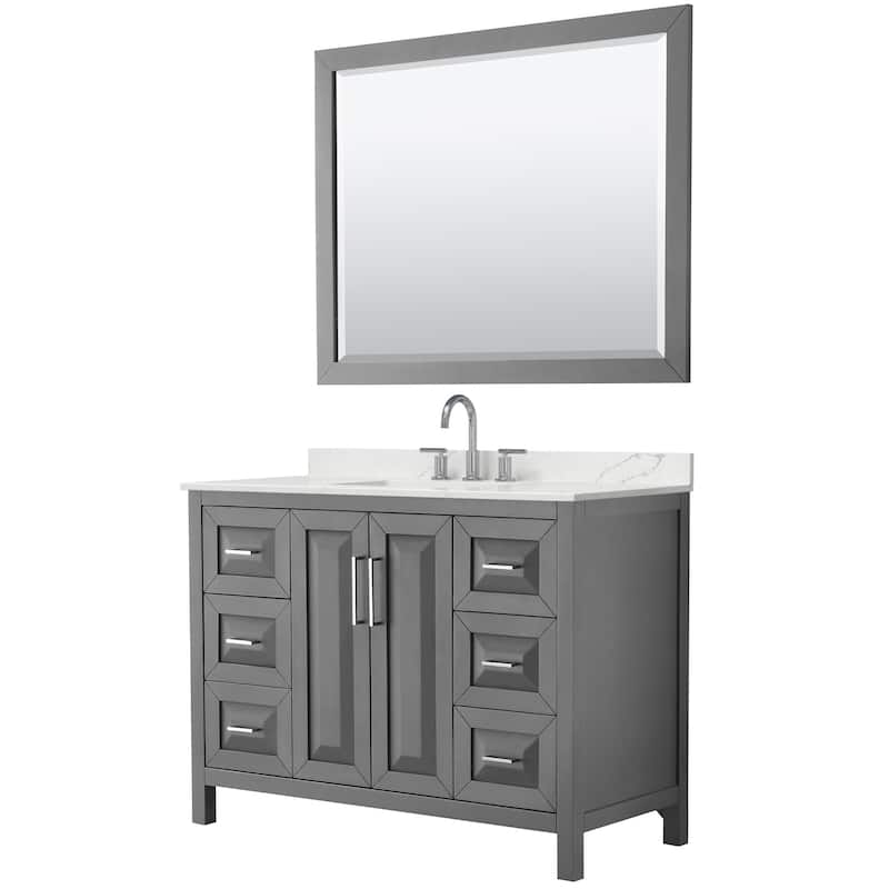 Wyndham Collection WCV252548S-QTZ-US3M46 Daria 48" Free Standing - Dark Gray / Giotto Quartz Top / Polished Chrome