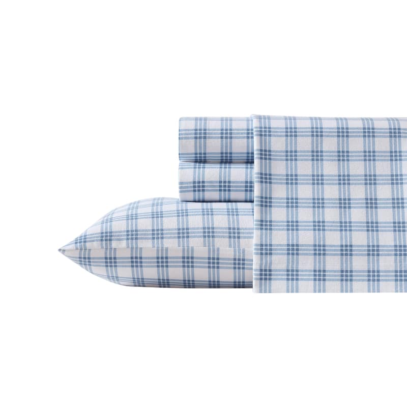 Eddie Bauer Printed Cotton Flannel Sheet Set - Twin - Arrowhead Tartan Blue