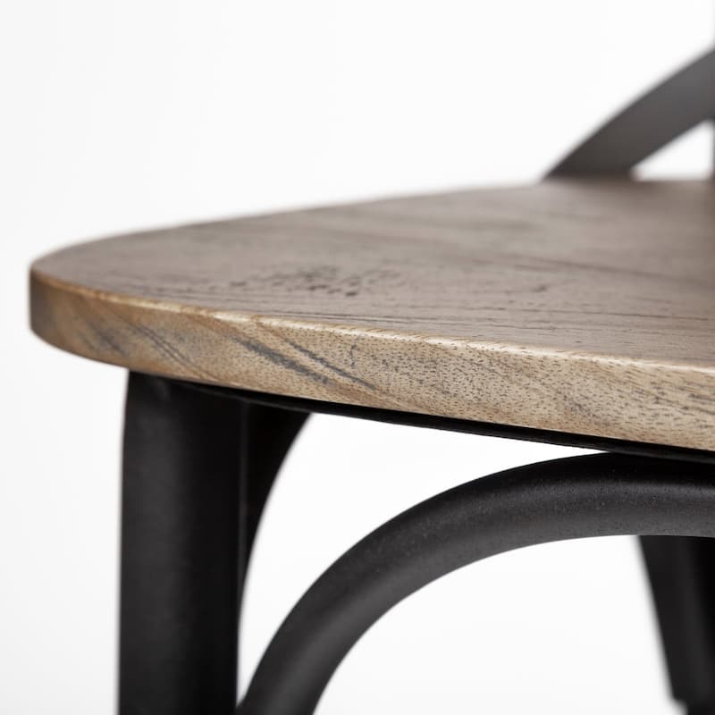 Etienne Medium Brown Solid Wood Seat with Black Metal Frame Counter Stool - 20"W x 22.8"D x 40"H