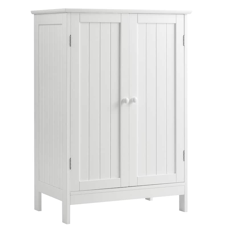 Bathroom Storage Cabinet with Double Doors Wooden Floor Shoe Cabinet - White
