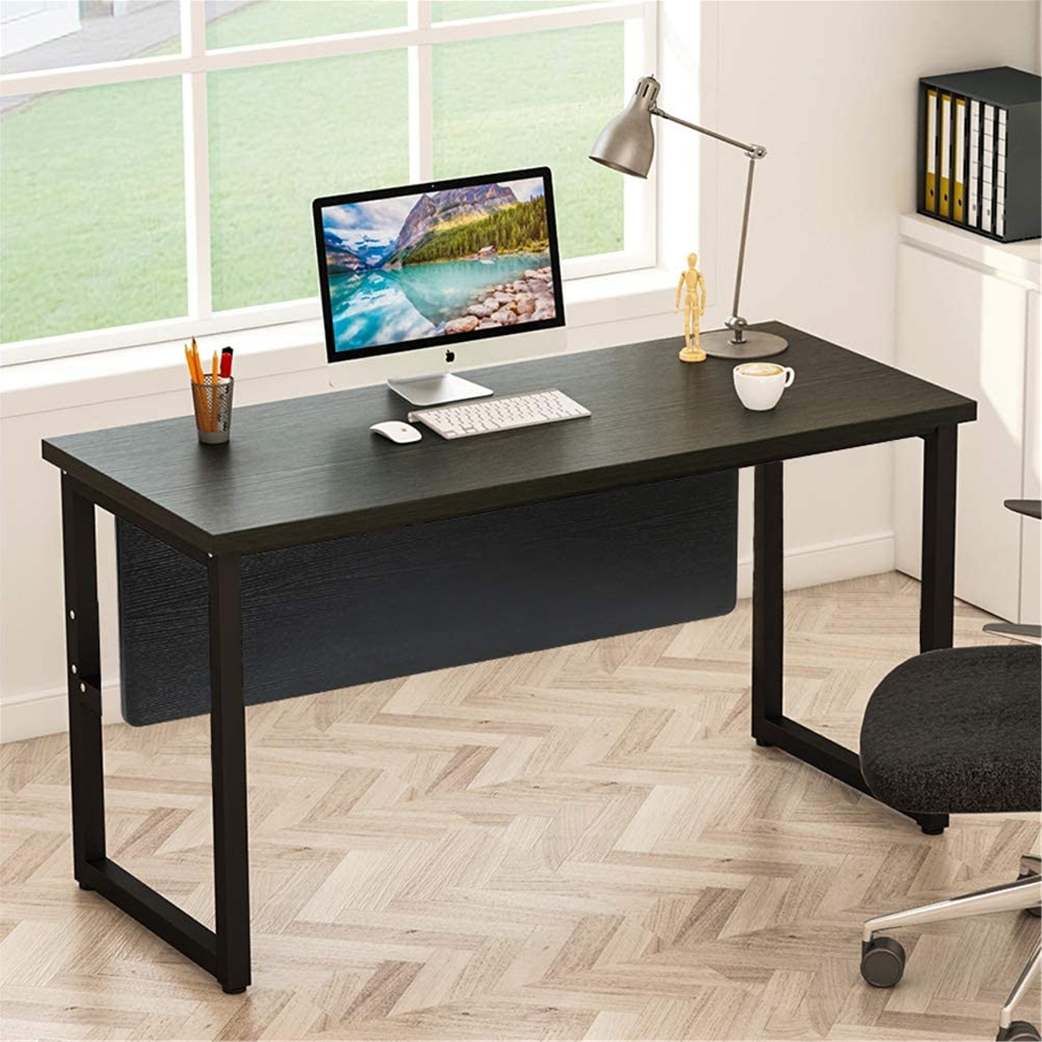 55 Inch Computer Desk Modern Simply Office Desk Black Overstock 31503748