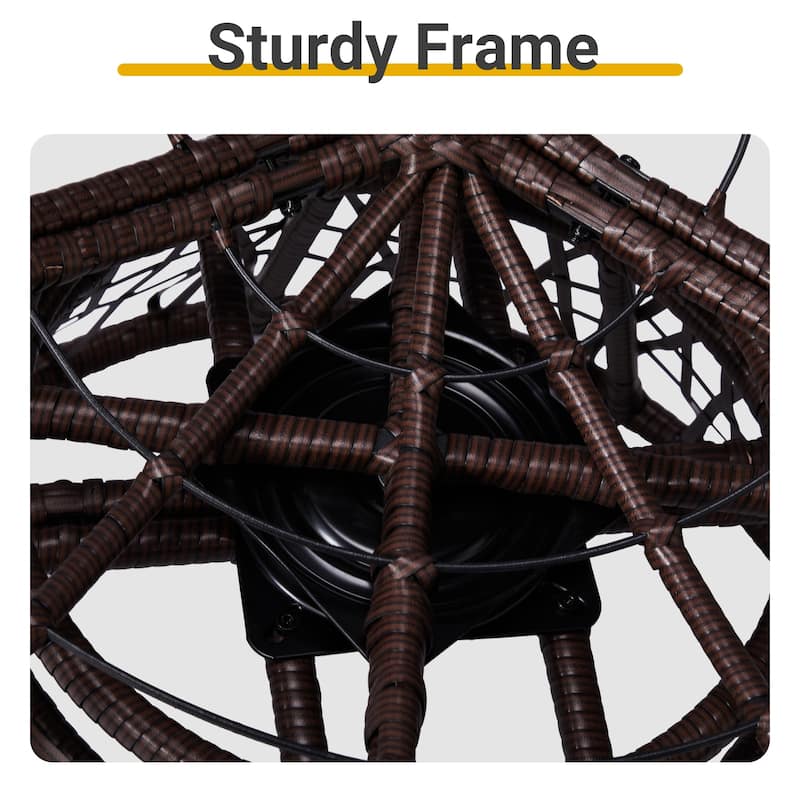 38 Inch Wicker Papasan Chair with Rotating Cushioned Seat - 38" x 33.5" x 32"