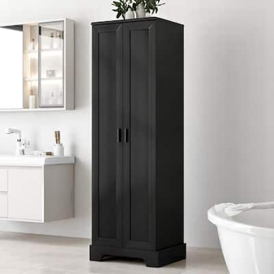 Freestanding Storage Cabinet with Doors, 5-Tier Shelving & Adjustable Shelves, Tall MDF Unit for Bathroom or Pantry