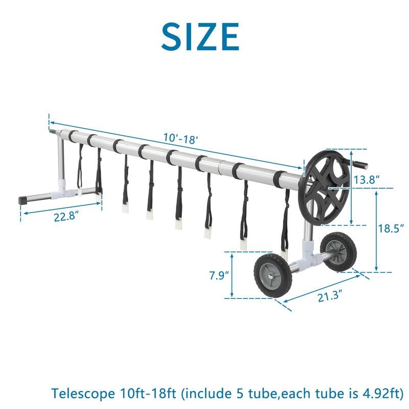 Outdoor Aluminum Inground Solar Cover Swimming Pool Cover Reel - 18ft