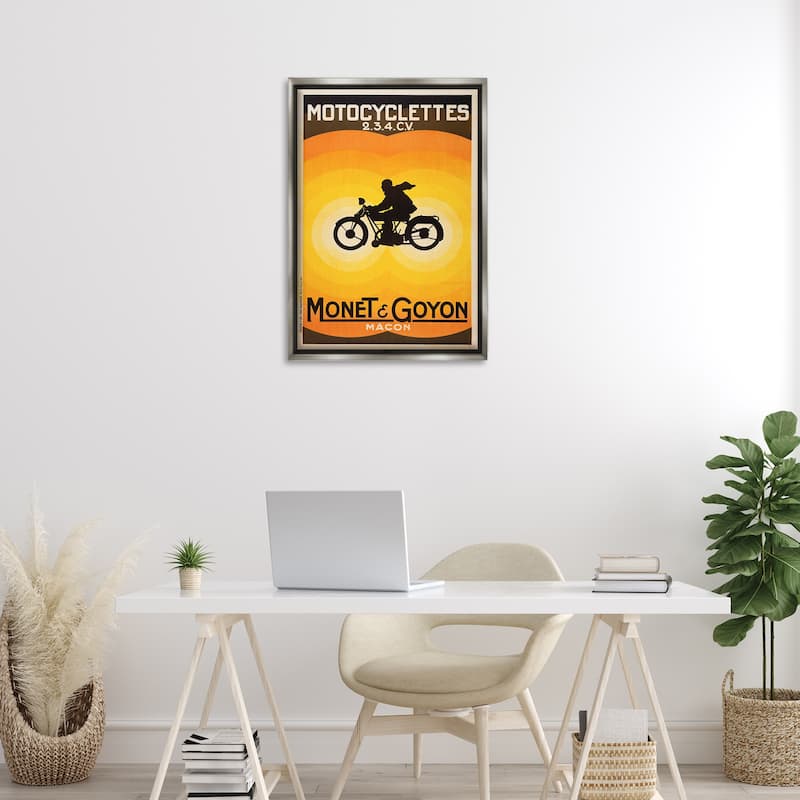 Stupell Vintage Motorcycle Advertisement Framed Floater Canvas Wall Art Design By Marcus Jules