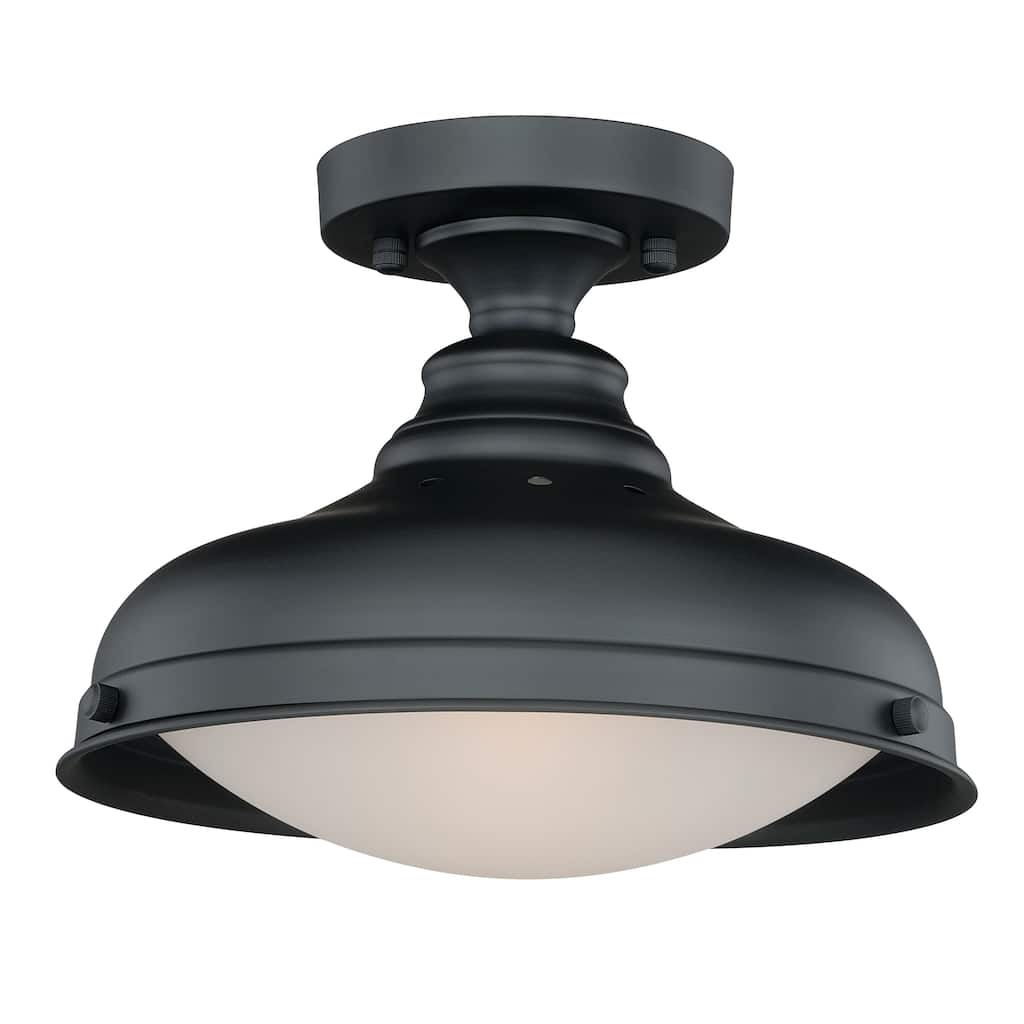 Keenan 12.25-in W Bronze Farmhouse Barn Dome Semi Flush Mount Ceiling Light - 12.25-in W x 9.5-in H x 12.25-in D