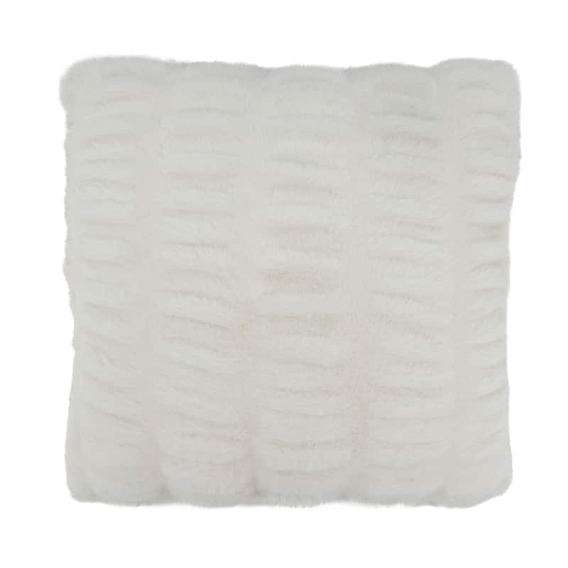 Soft Luxe Haven Faux Rabbit Fur Poly Filled Throw Pillow - 18"x18" - Polyester - White