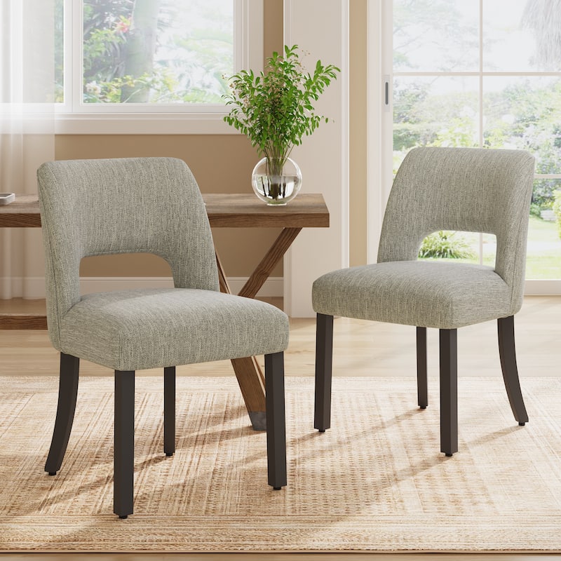 Set of 2/4/6 Modern Fabric Upholstered Dining Room Chair Kitchen Chairs with Wood legs - Set of 2 - Grey