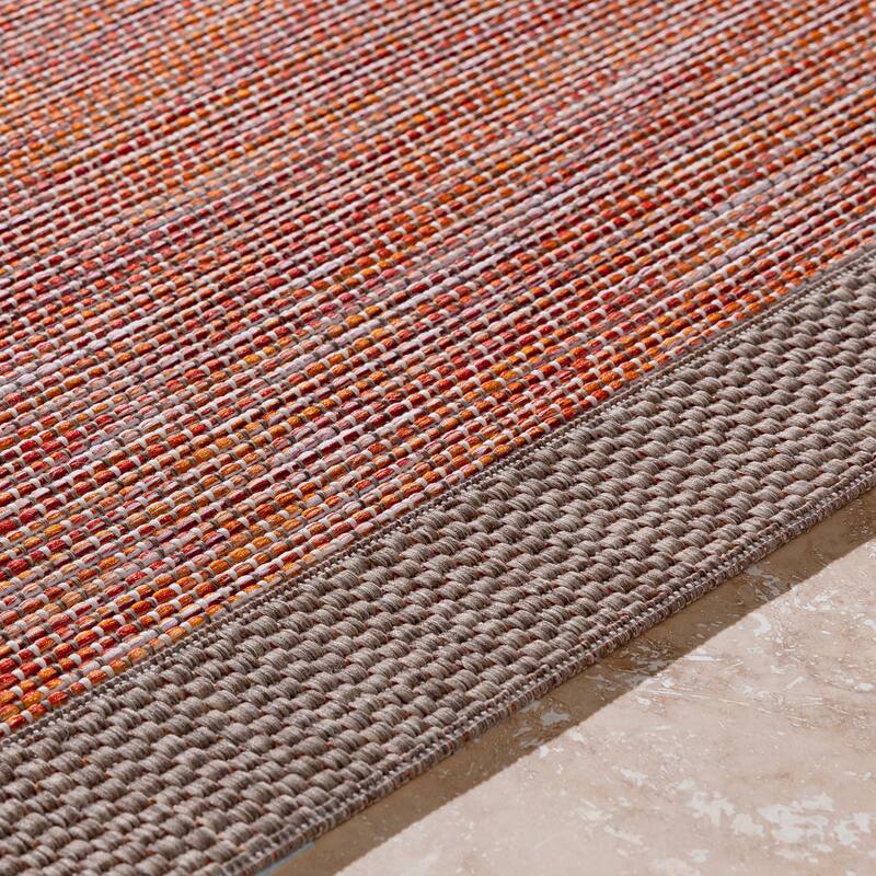 Cammie Solid Bordered Outdoor Area Rug
